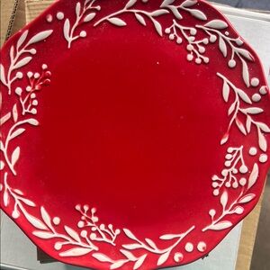 Red Floral Dinner Plate